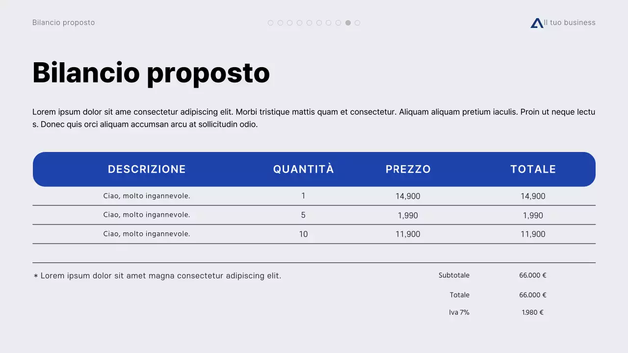 Proposta di progetto minimalista moderna grigia e blu
