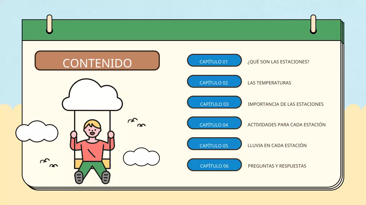 Amarillo azul sencillo natural cuatro estaciones materiales de clase