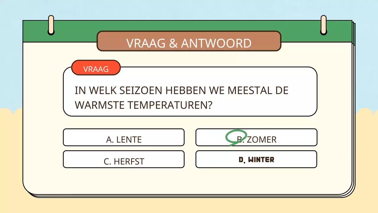 Gele blauwe eenvoudige natuurlijke vier seizoenen lesmaterialen