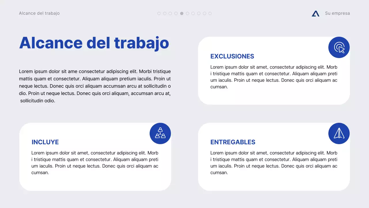 Propuesta de proyecto minimalista y moderno en gris y azul