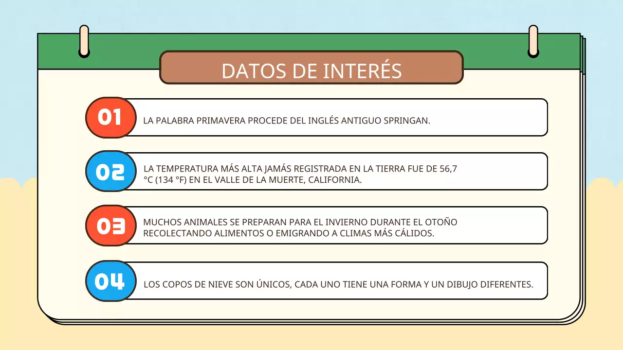Amarillo azul sencillo natural cuatro estaciones materiales de clase
