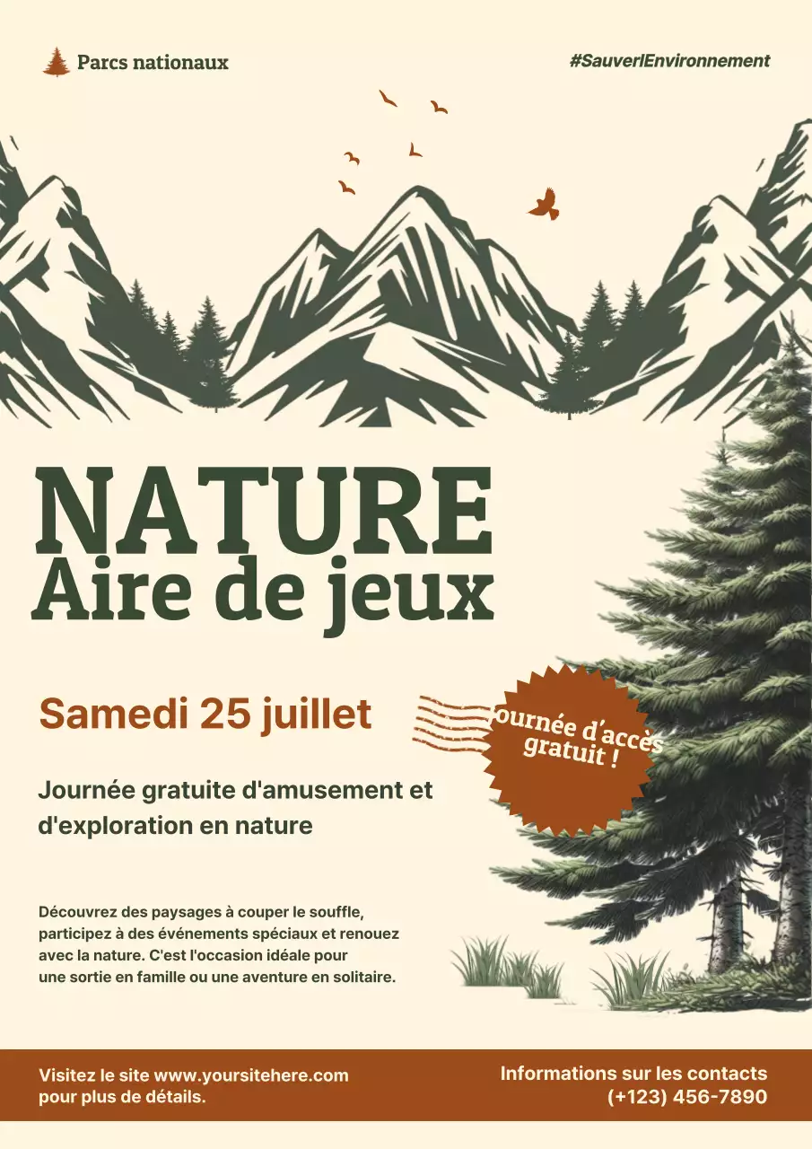 Beige et Green Classic Vintage Free Access Nature Playground Announcement