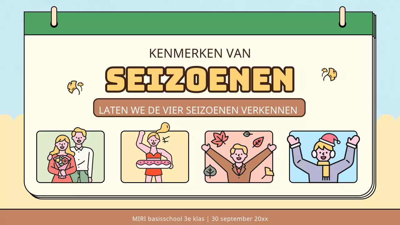 Gele blauwe eenvoudige natuurlijke vier seizoenen lesmaterialen