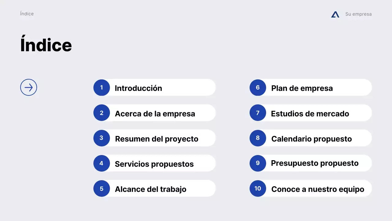 Propuesta de proyecto minimalista y moderno en gris y azul