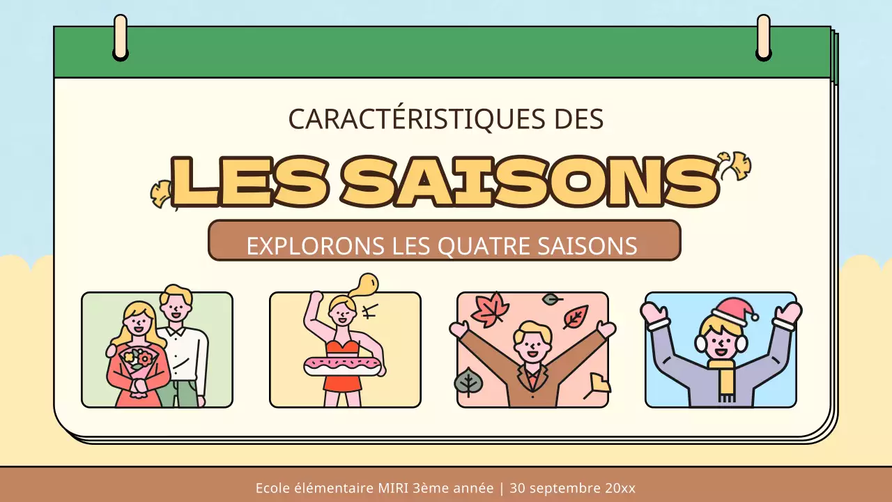 Jaune bleu simple naturel quatre saisons matériel de classe