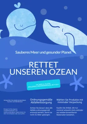 Blau und Weiß Bold Ocean Protection Tips Klasse Material