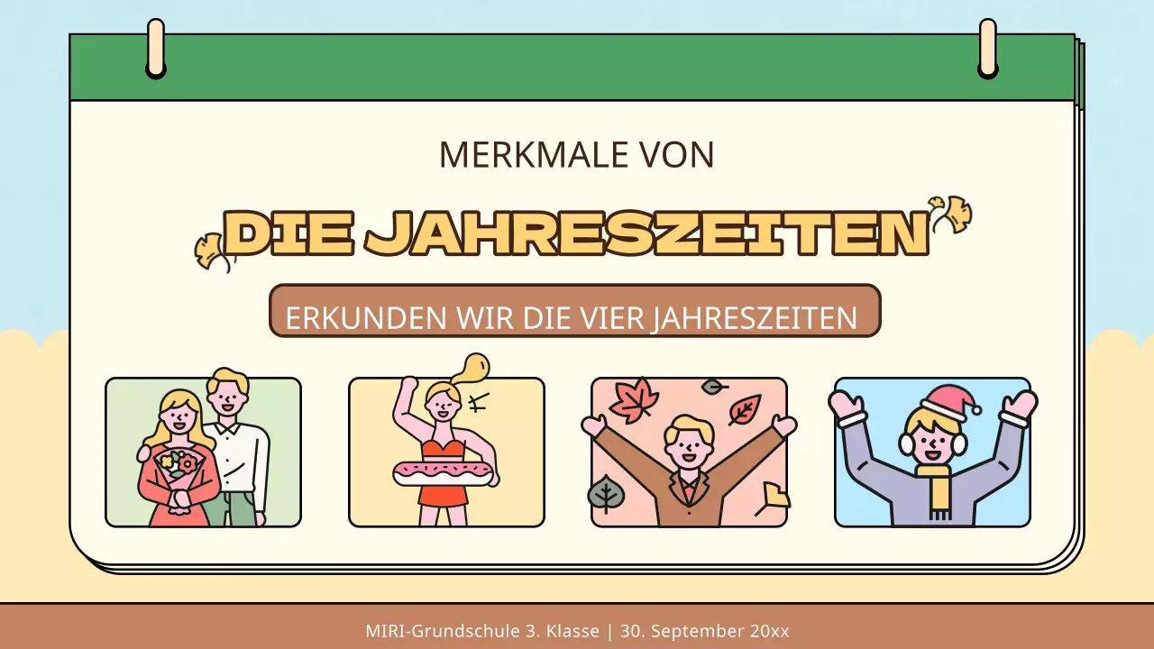 Gelb blau einfach natürlich vier Jahreszeiten Klasse Materialien