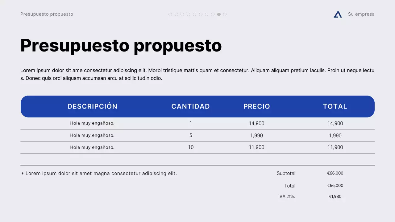 Propuesta de proyecto minimalista y moderno en gris y azul