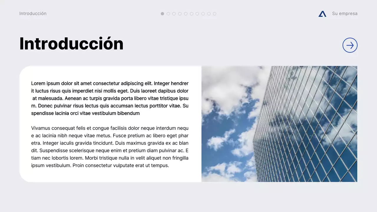 Propuesta de proyecto minimalista y moderno en gris y azul