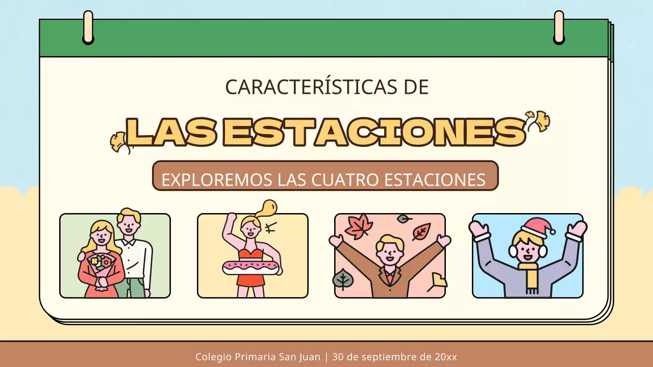 Amarillo azul sencillo natural cuatro estaciones materiales de clase