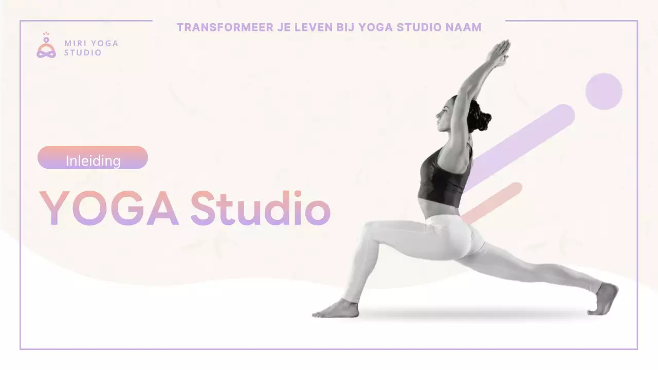 Paars wit minimalistische moderne yogastudio introductie