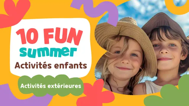 Activités estivales minimales jaunes et vertes pour les enfants