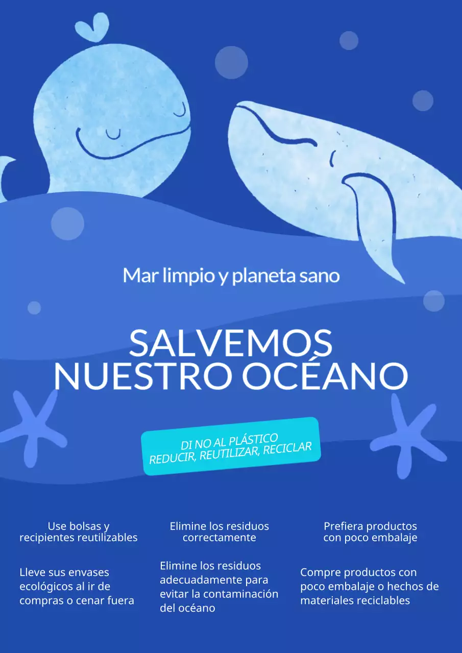 Azul y blanco en negrita Consejos de protección del océano Material de clase