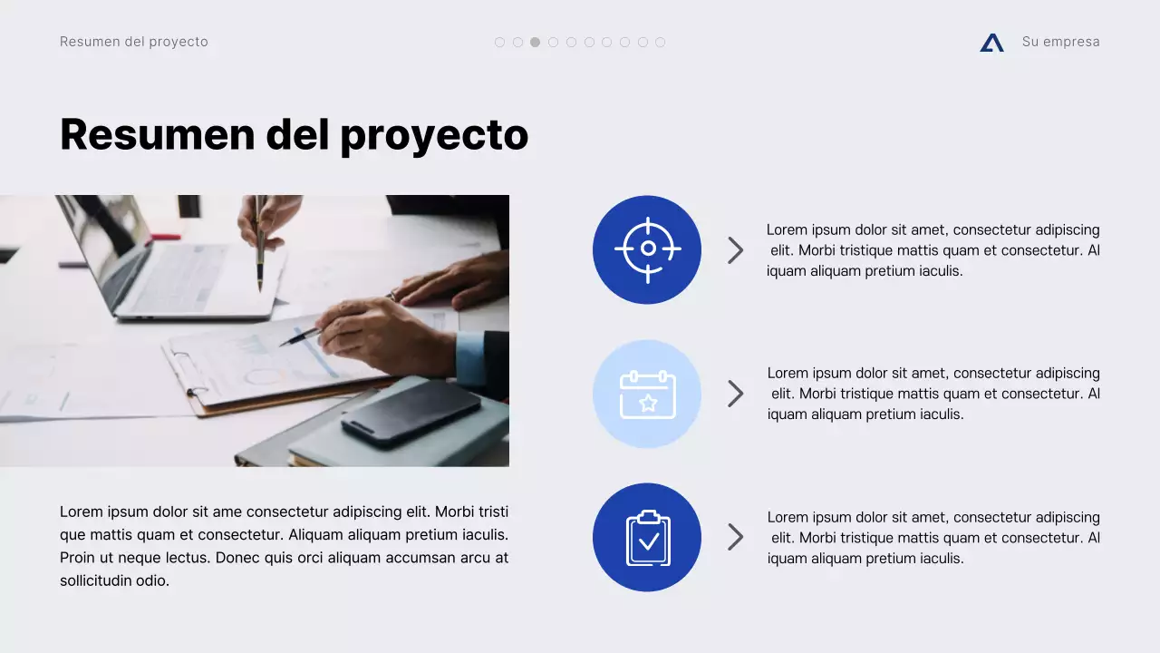 Propuesta de proyecto minimalista y moderno en gris y azul