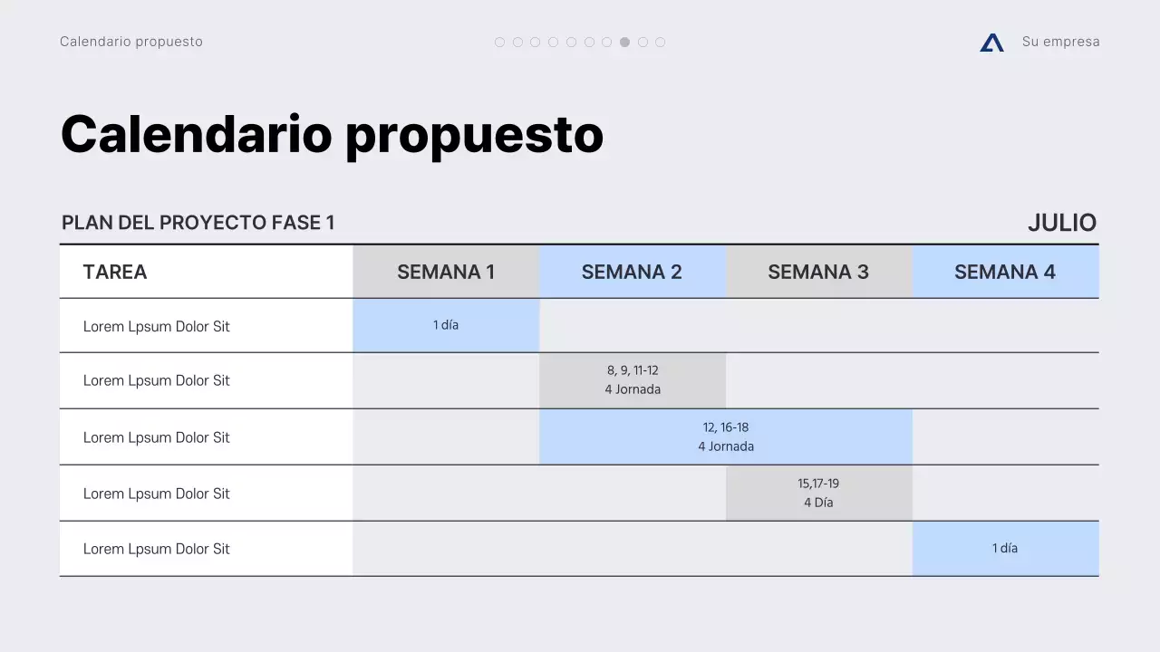 Propuesta de proyecto minimalista y moderno en gris y azul