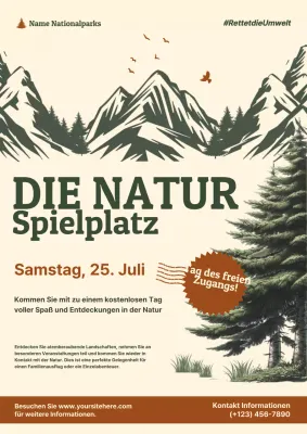 Beige und Grün Klassisch Vintage Freier Zugang Natur Spielplatz Ankündigung