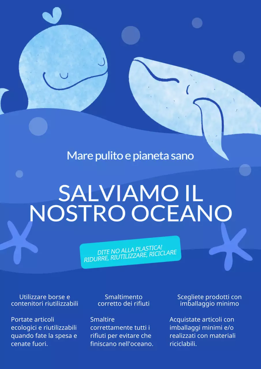 Materiale di classe per la protezione dell'oceano in grassetto blu e bianco