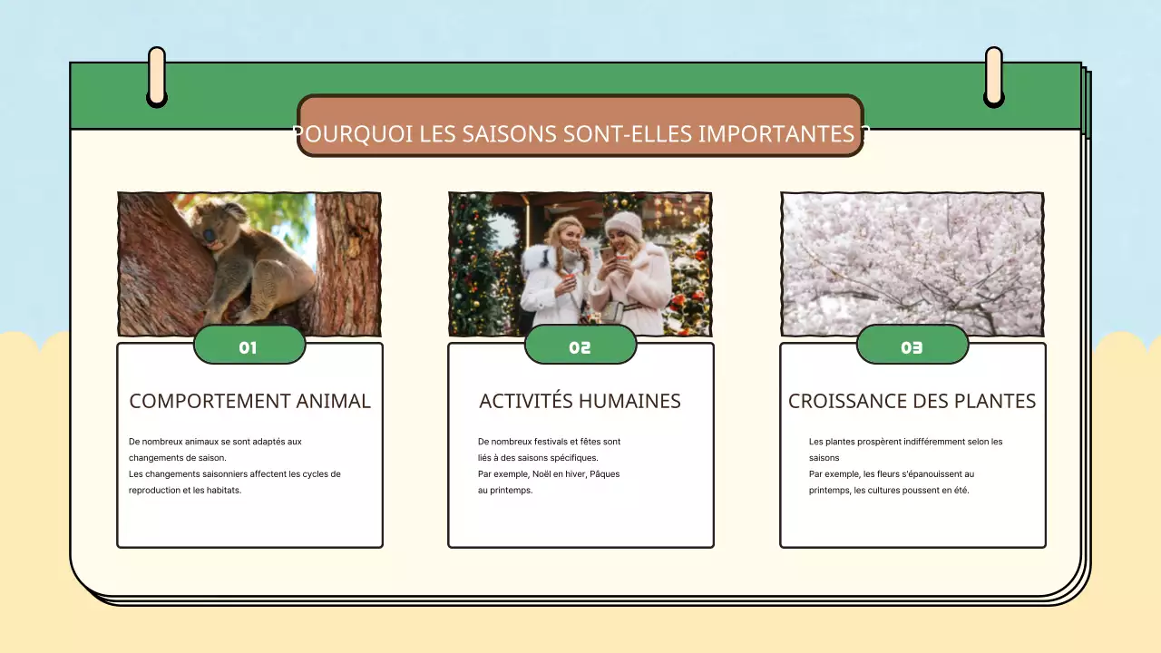 Jaune bleu simple naturel quatre saisons matériel de classe