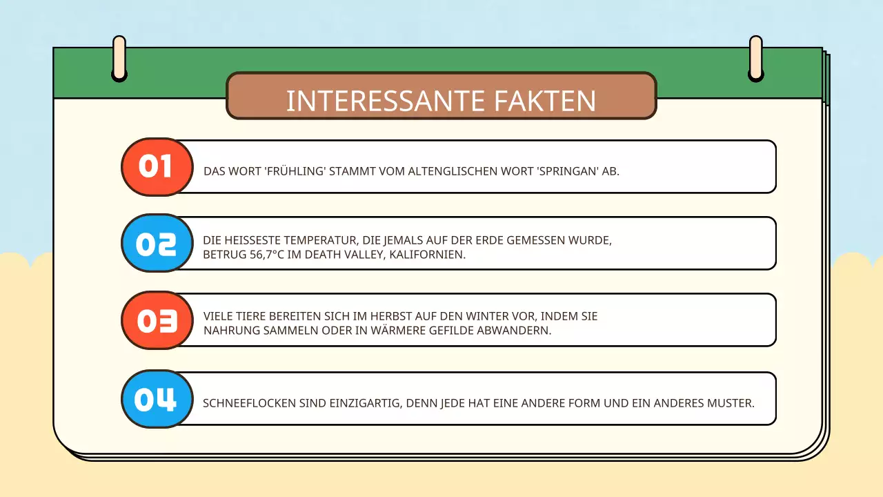 Gelb blau einfach natürlich vier Jahreszeiten Klasse Materialien