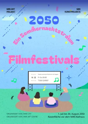 Förderung von Vorführungen im Freien mit einem hübschen tropischen Nachthimmel in Blau- und Rosatönen