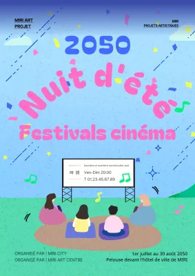 Promouvoir les projections en plein air avec un joli ciel tropical bleu et rose.