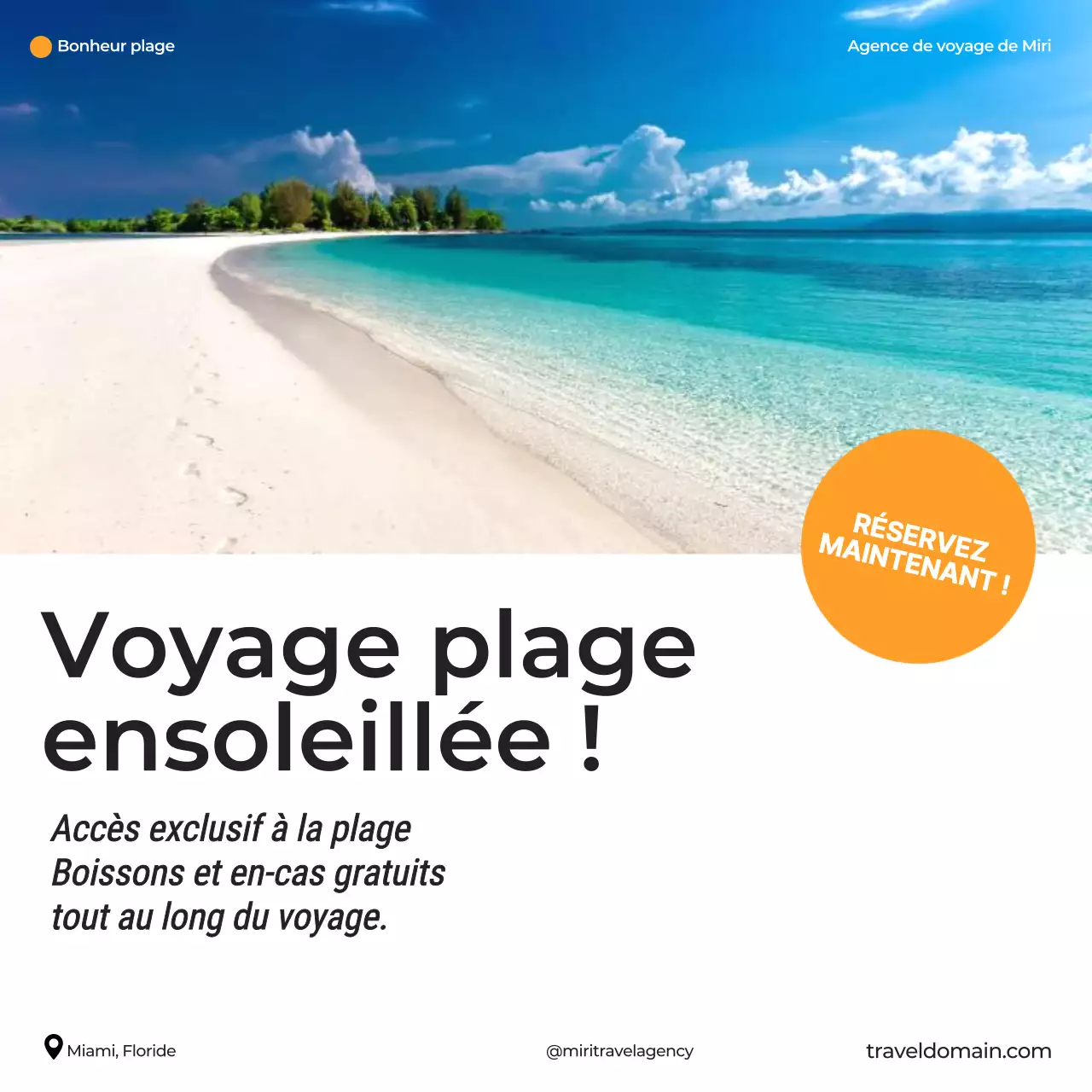 Bleu Orange Blanc Moderne Road trip Destination Recommandations Voyage Promotion