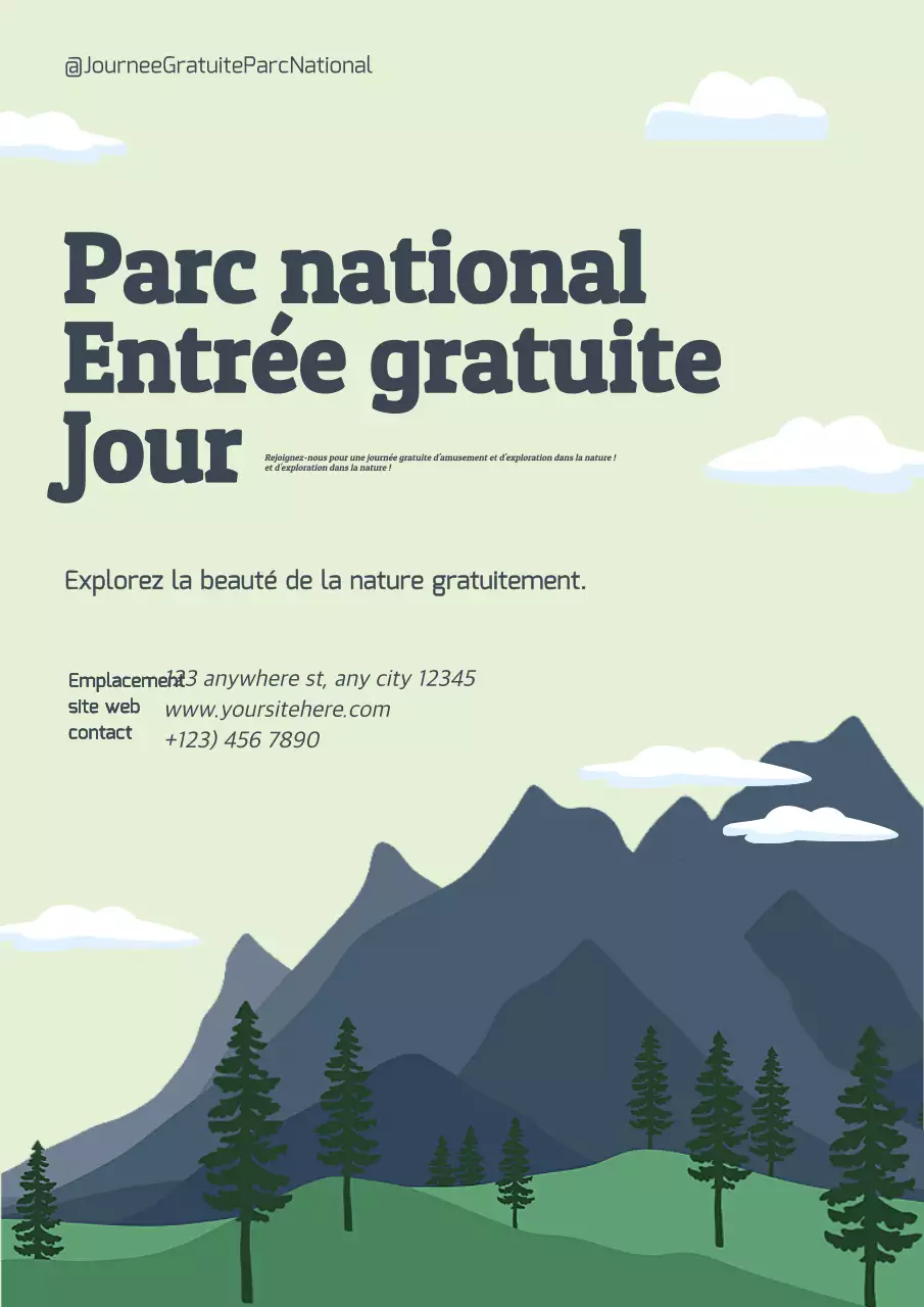 Promotion de la journée d'entrée gratuite dans le parc national de Green Black Natural