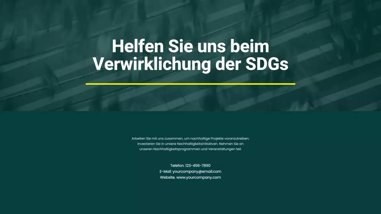 Grüne und gelbe Minimal-Kampagne für nachhaltige Entwicklungsziele