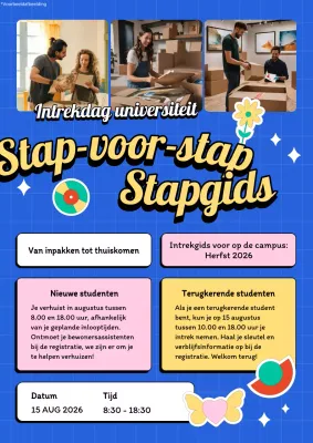 Blue and Yellow Modern University Verhuisdag Gids