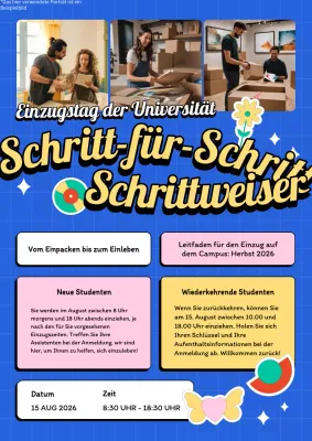 Leitfaden für den Einzug an der blau-gelben modernen Universität