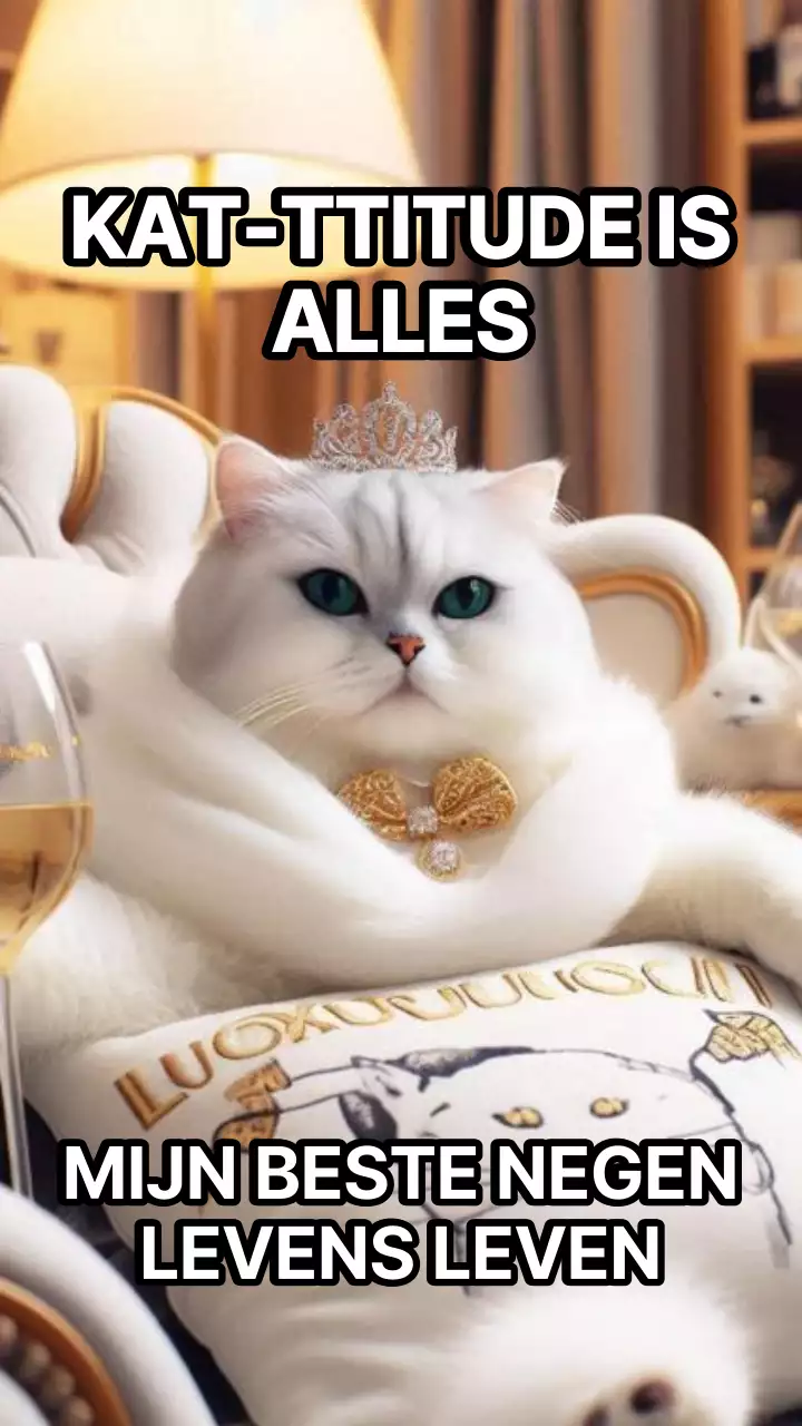 wit goud eenvoudig Internationale Kattendag viering meme campagne