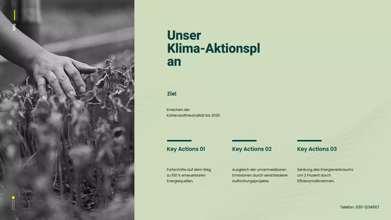 Grüne und gelbe Minimal-Kampagne für nachhaltige Entwicklungsziele