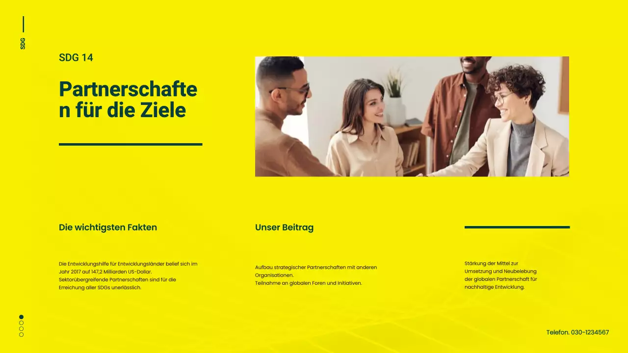 Grüne und gelbe Minimal-Kampagne für nachhaltige Entwicklungsziele