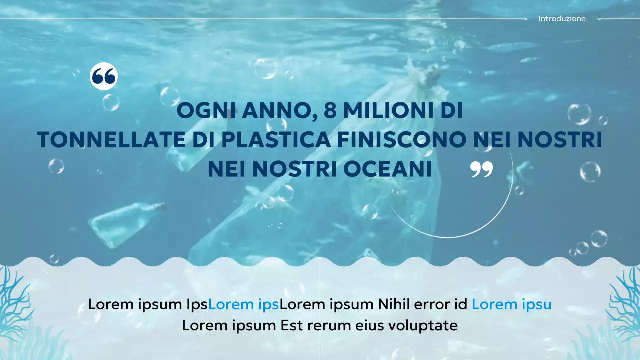 Materiale moderno blu e bianco per la protezione degli oceani