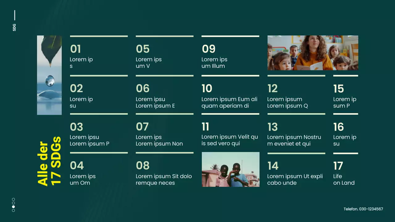 Grüne und gelbe Minimal-Kampagne für nachhaltige Entwicklungsziele