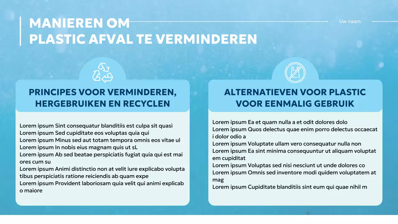 Blauw en wit Modern Oceaanbeschermingsklasse Materiaal