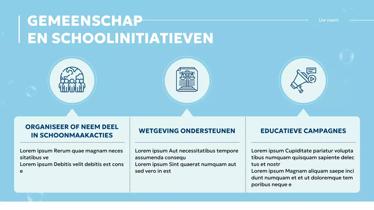 Blauw en wit Modern Oceaanbeschermingsklasse Materiaal