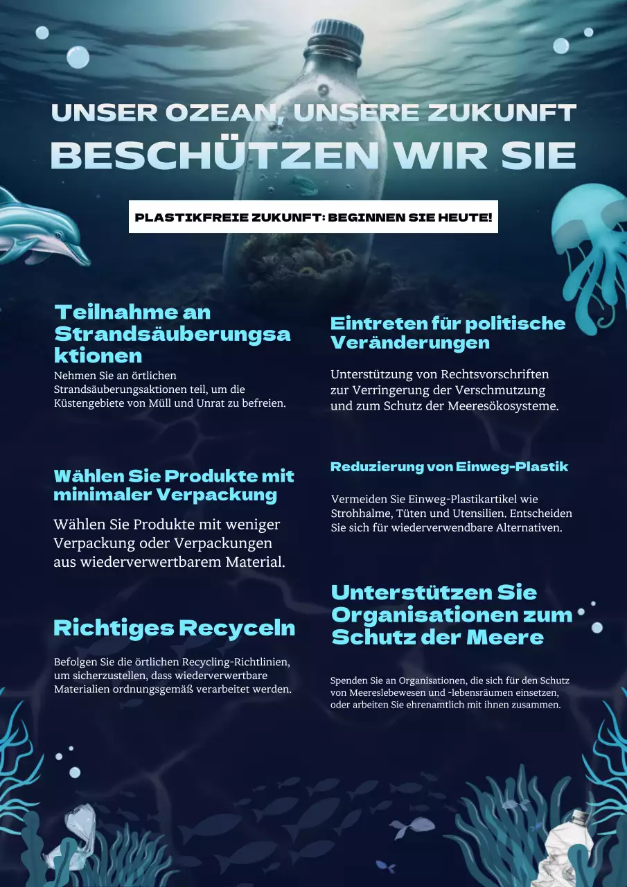 Blaue und weiße einfache Kampagne zum Schutz der Ozeane