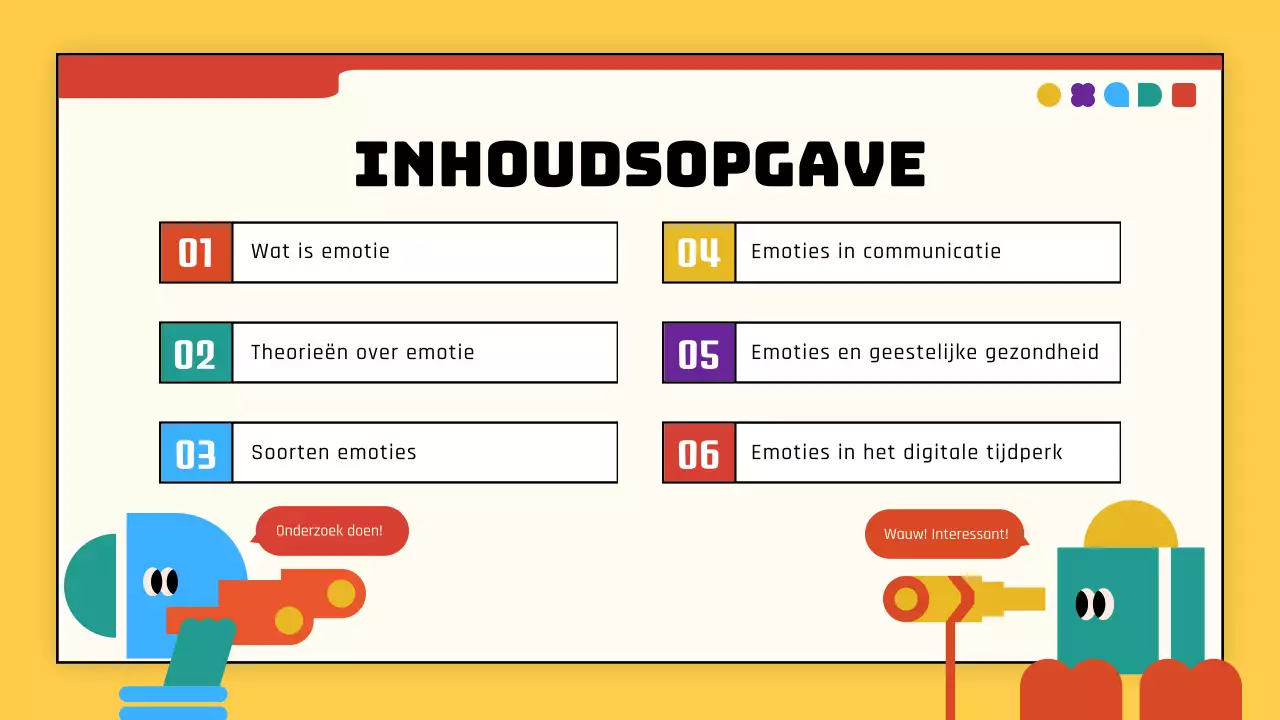 Geel en rood eenvoudige moderne emotie introductie lesmateriaal