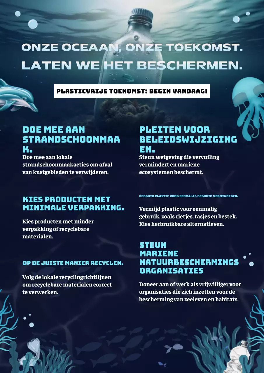 Blue and White eenvoudige campagne voor oceaanbescherming