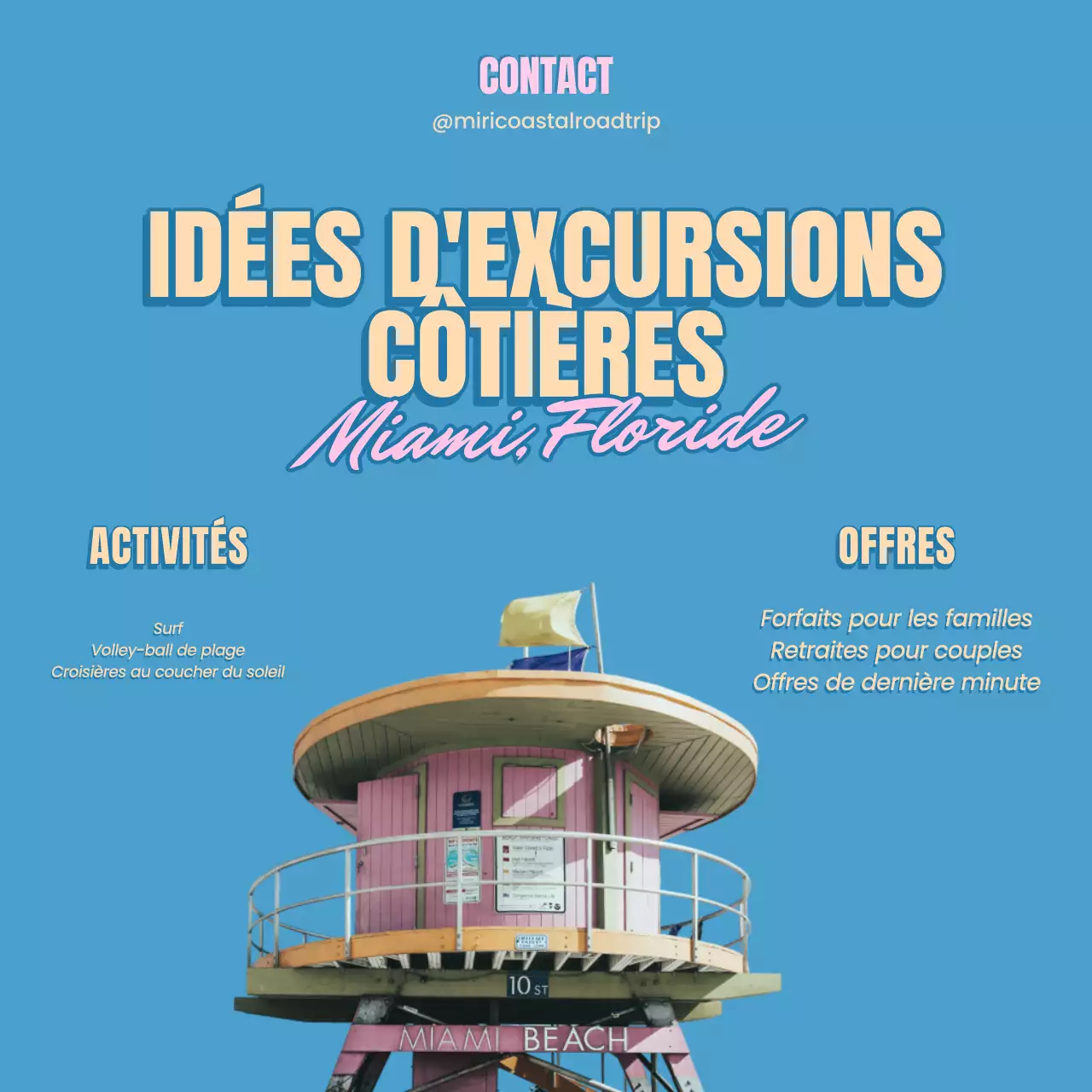 Bleu Jaune Rétro Vintage Idées de voyage