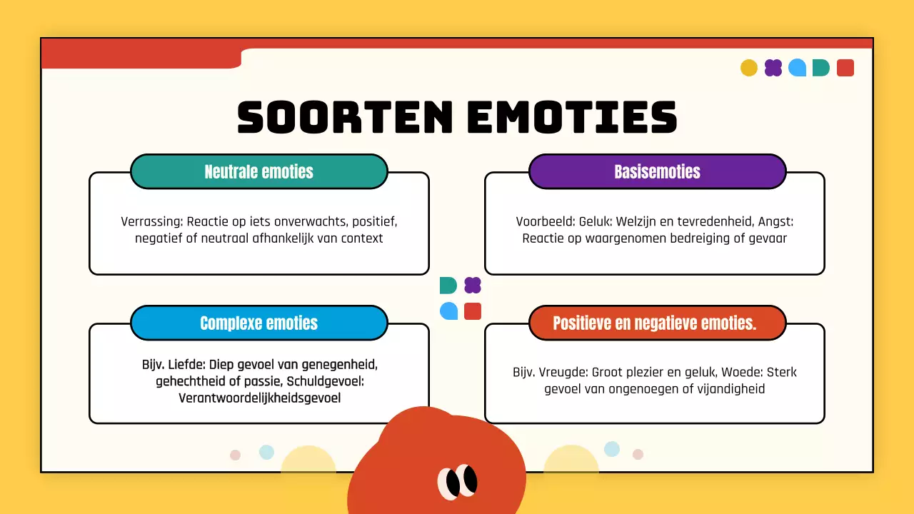 Geel en rood eenvoudige moderne emotie introductie lesmateriaal