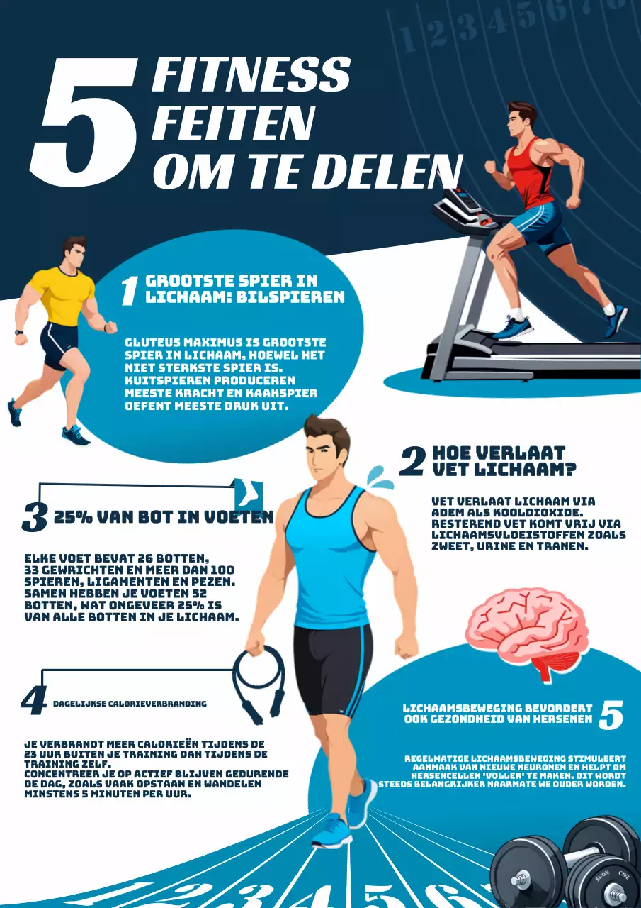 Blauw Rood Geometrisch Eenvoudig Fitness Feiten Infographic Nieuwsbrief