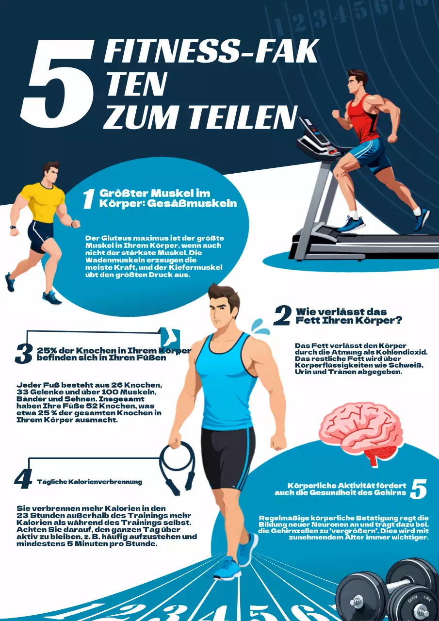 Blau Rot Geometrisch Einfach Fitness Fakten Infografik Newsletter