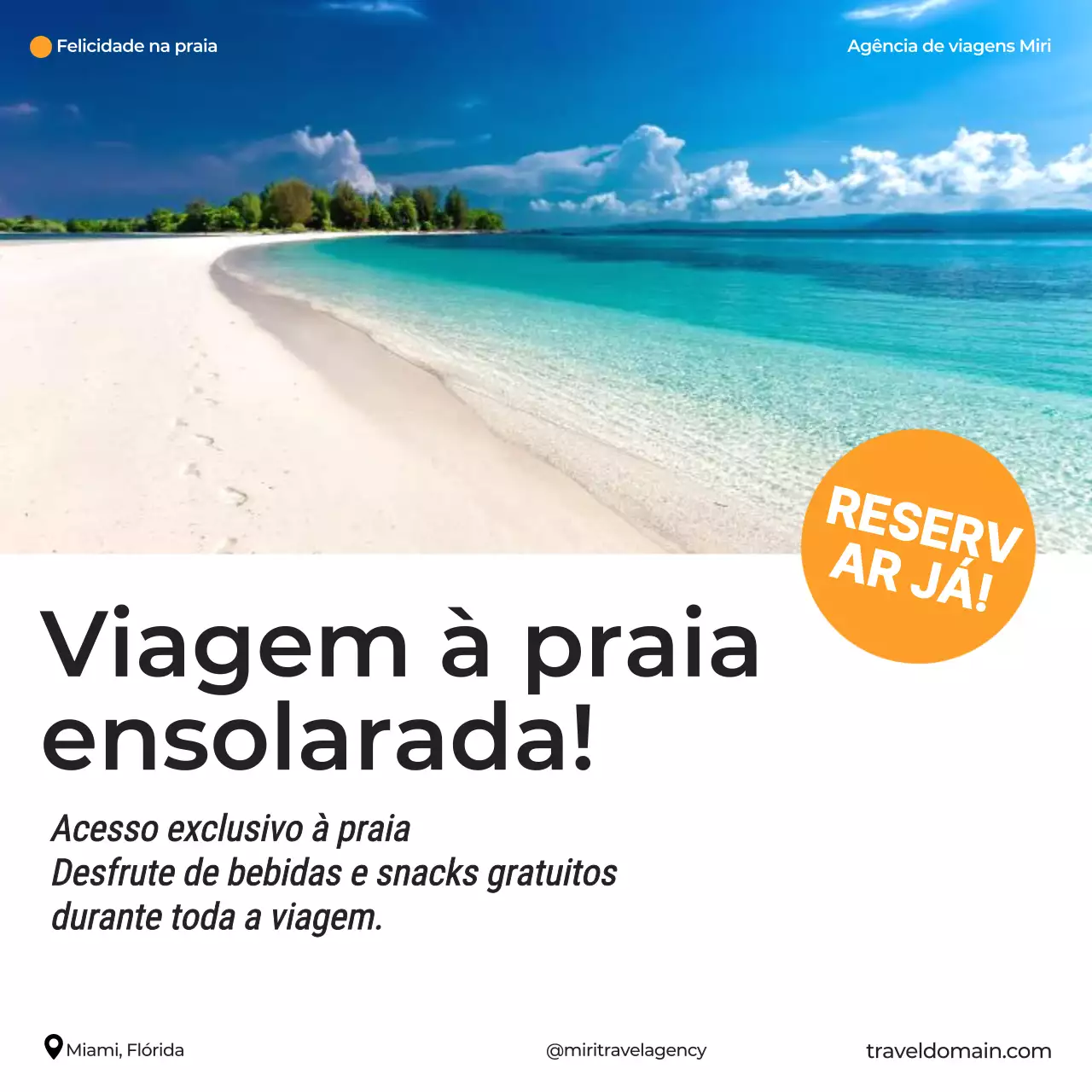 Azul Laranja Branco Moderno Viagem Destino Recomendações Viagem Promoção