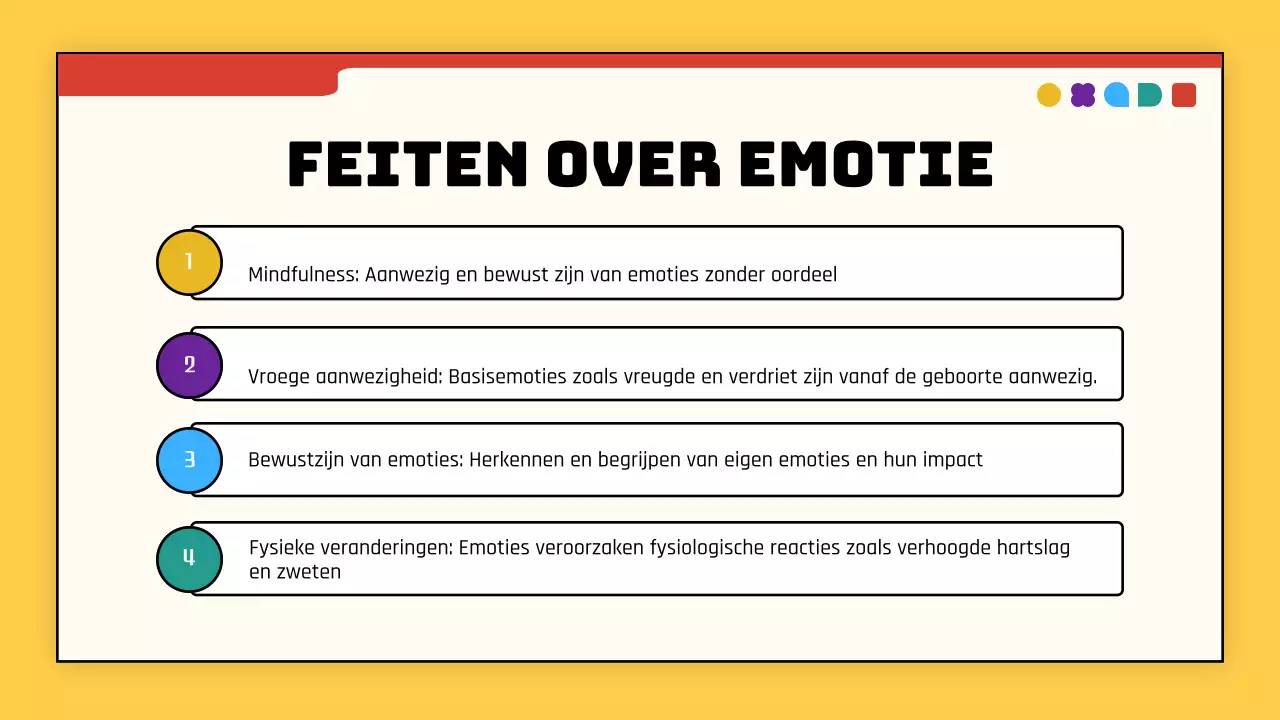 Geel en rood eenvoudige moderne emotie introductie lesmateriaal