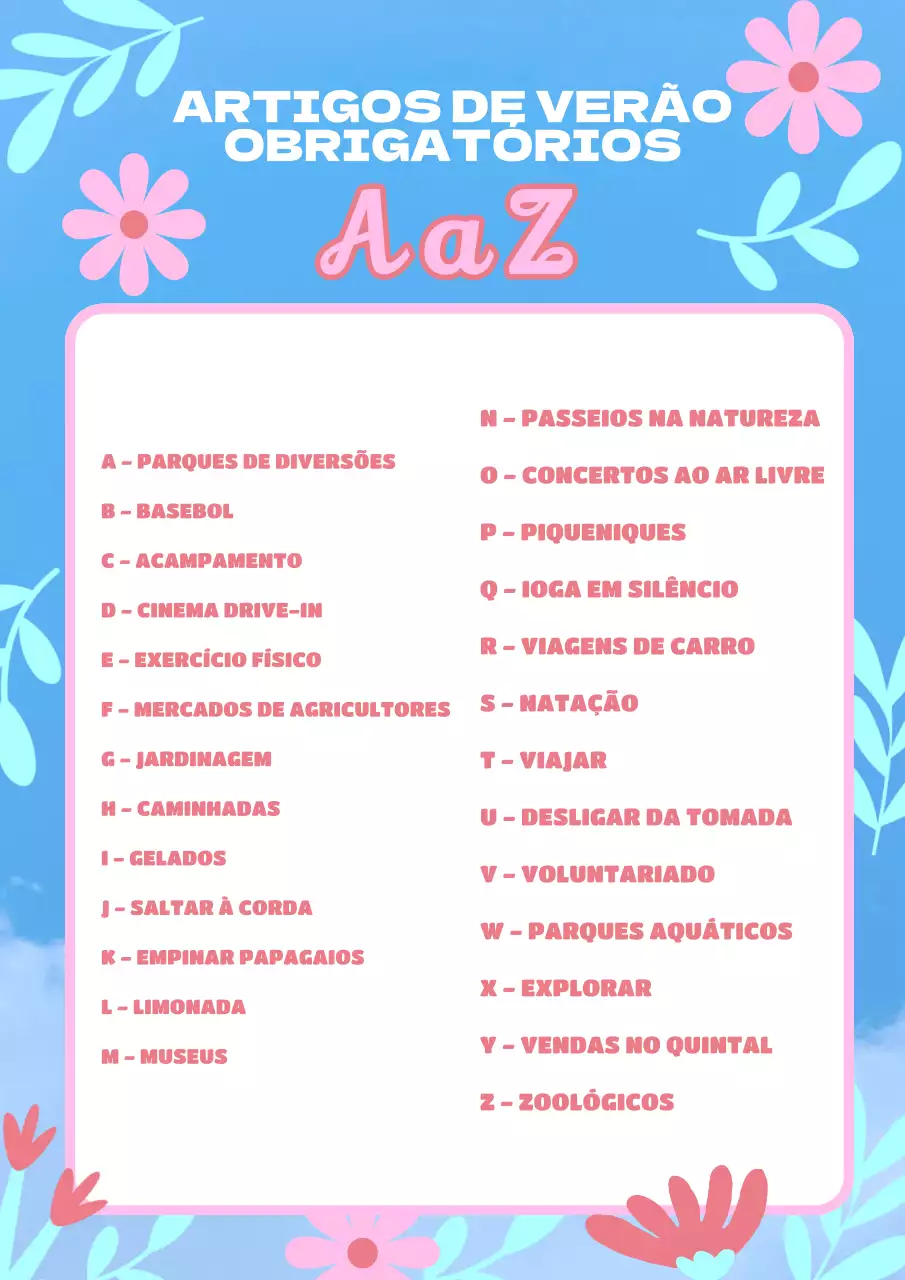 Azul e cor-de-rosa Tropical Materiais de estudo verão Infográfico