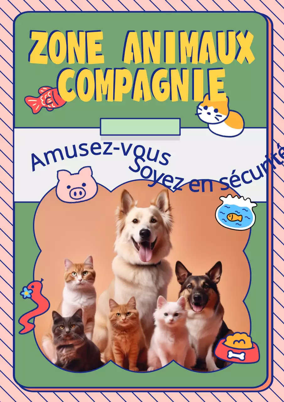 Green Yellow Geometric Colorful Funny Pet Friendly Web Poster (en anglais)
