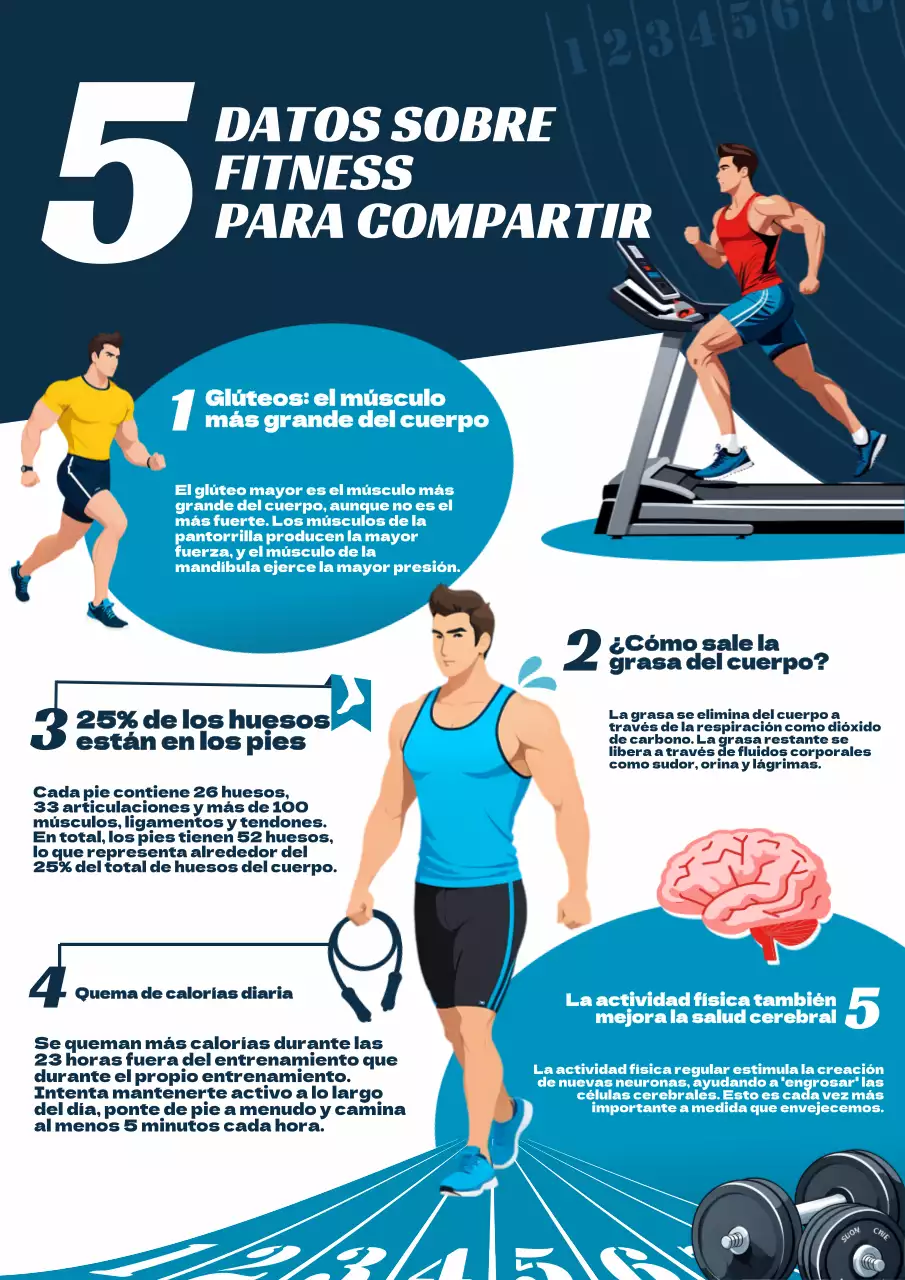 Azul Rojo Geométrico Simple Fitness Facts Infographic Newsletter