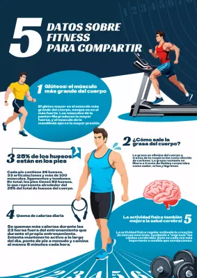 Azul Rojo Geométrico Simple Fitness Facts Infographic Newsletter